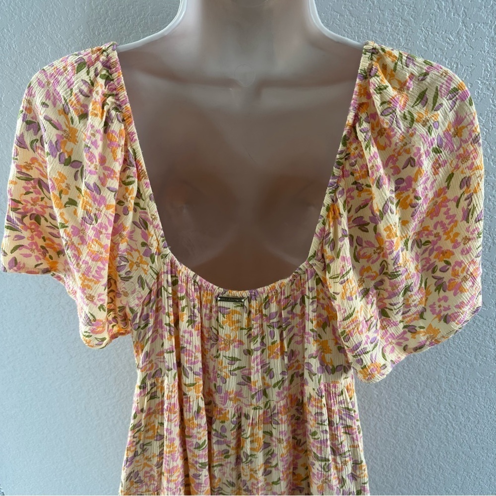 Billabong Take a Chance Printed Tiered Baby-Doll Dress size large - Picture 9 of 12